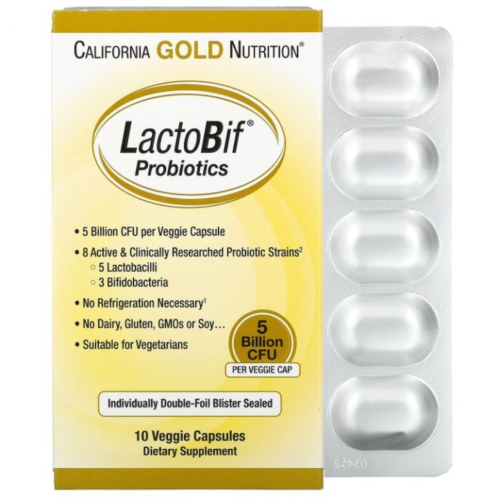 California Gold Nutrition, Пробиотики LactoBif, 5 млрд КОЕ, 60 овощных капсул