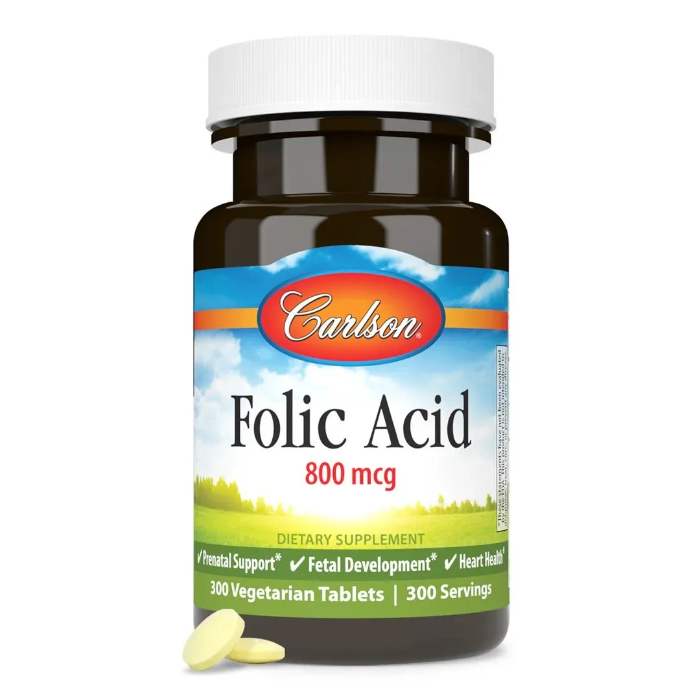 Carlson, Фолиевая кислота, Folic Acid, 800 мкг, 300 вегетарианских таблеток