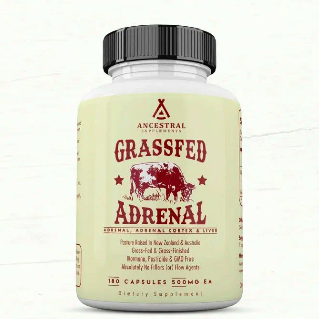 Ancestral Supplements,Grass-fed Adrenal, Вытяжка из говяжьих надпочечников, 180 капс
