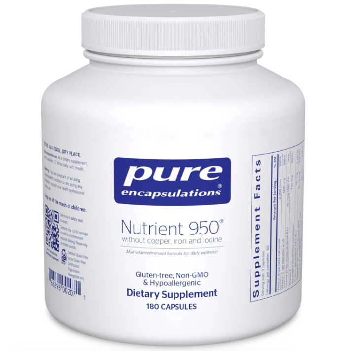 Pure Encapsulations, Nutrient 950, Витамины и минералы, без меди, железа и йода, 180 капсул - до 08/26