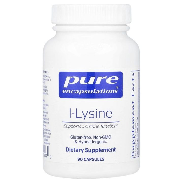 Pure Encapsulations, L-лизин, L-Lysine, 500mg, (250 мг в капсуле), 90 капсул