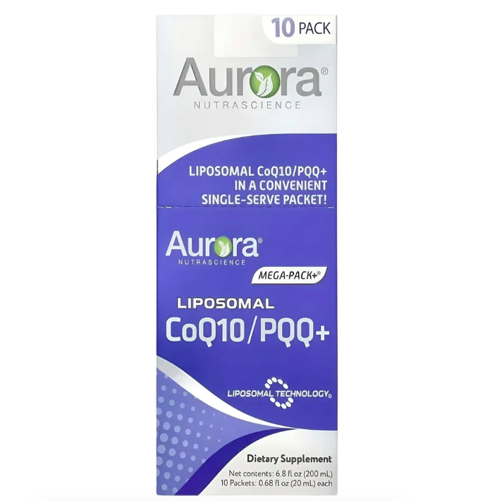Aurora Nutrascience, Липосомальный коэнзим Q10/PQQ+, 10 пакетиков по 20 мл