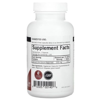 Kirkman Labs, Calcium, Хелатный бисглицинат кальция 200 мг, 120 капсул