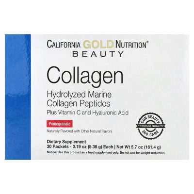 California Gold (Solumeve), Пептиды коллагена, витамин C и гиалуроновая кислота, гранат, 30 пак