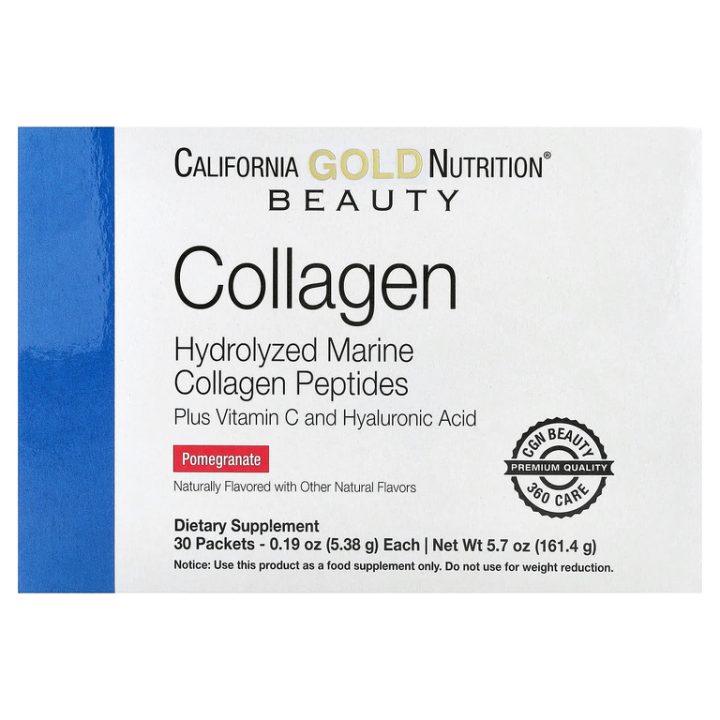 California Gold (Solumeve), Пептиды коллагена, витамин C и гиалуроновая кислота, гранат, 30 пак