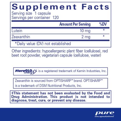 Pure Encapsulations, Lutein / Zeaxanthin, Лютеин + Зеаксантин, 120 капсул