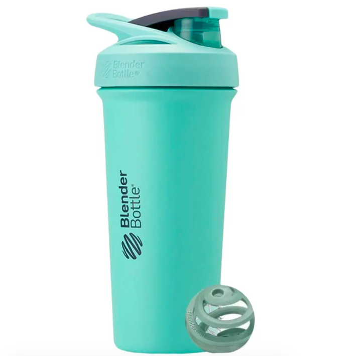 BlenderBottle, Шейкер, Stainless Sleek Sport, цвет шейкера Seafoam, цвет шарика Jungle, 740 мл