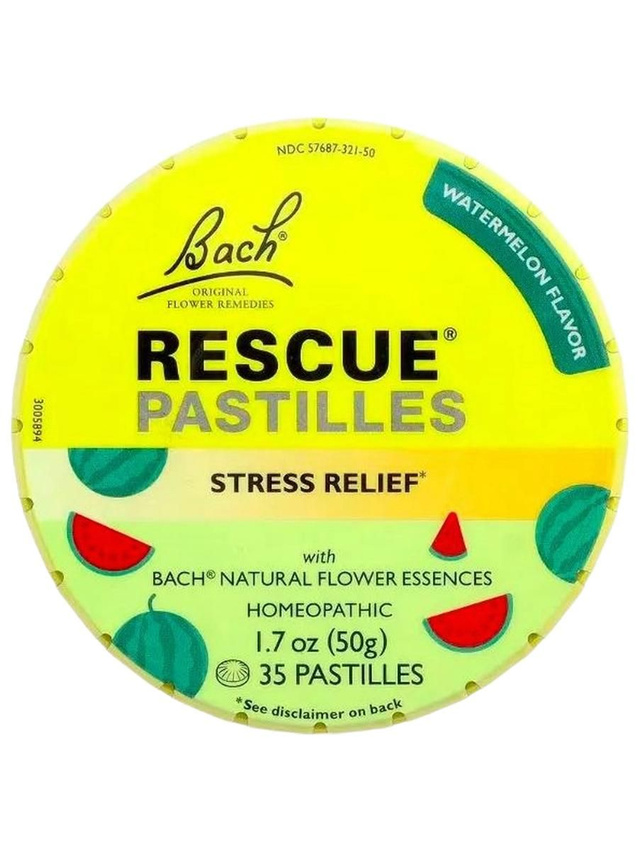 Bach, RESCUE REMEDY, Успокаивающие пастилки, природное снятие напряжения, арбуз, 50 г