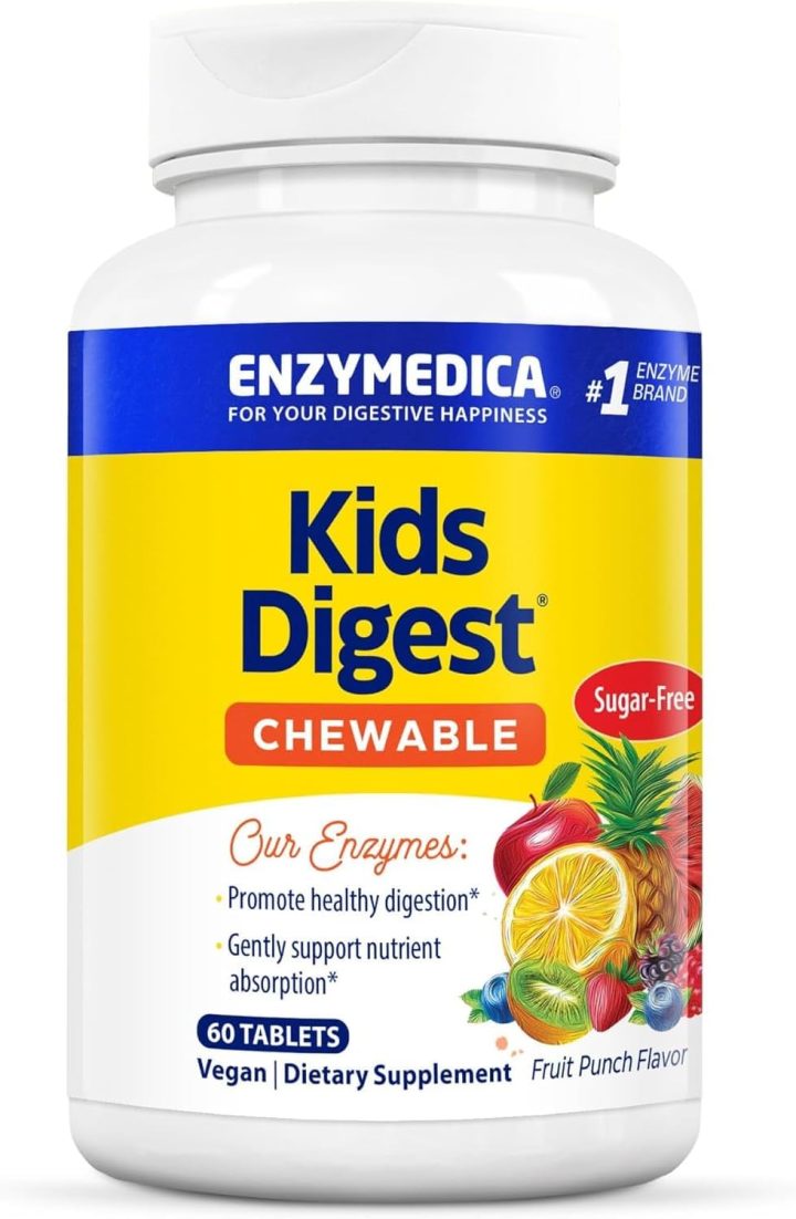 Enzymedica, Kids Digest, пищеварительные ферменты для детей, вкус фруктов, 60 жевательных таблеток
