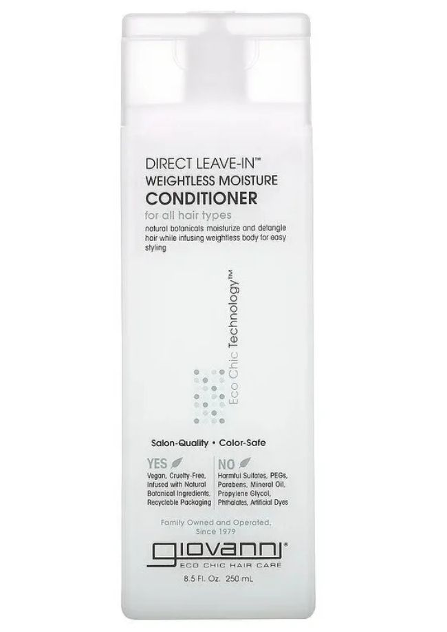 Giovanni, Кондиционер, Leave-In Weightless Moisture Conditioner, для всех типов волос, 250 мл