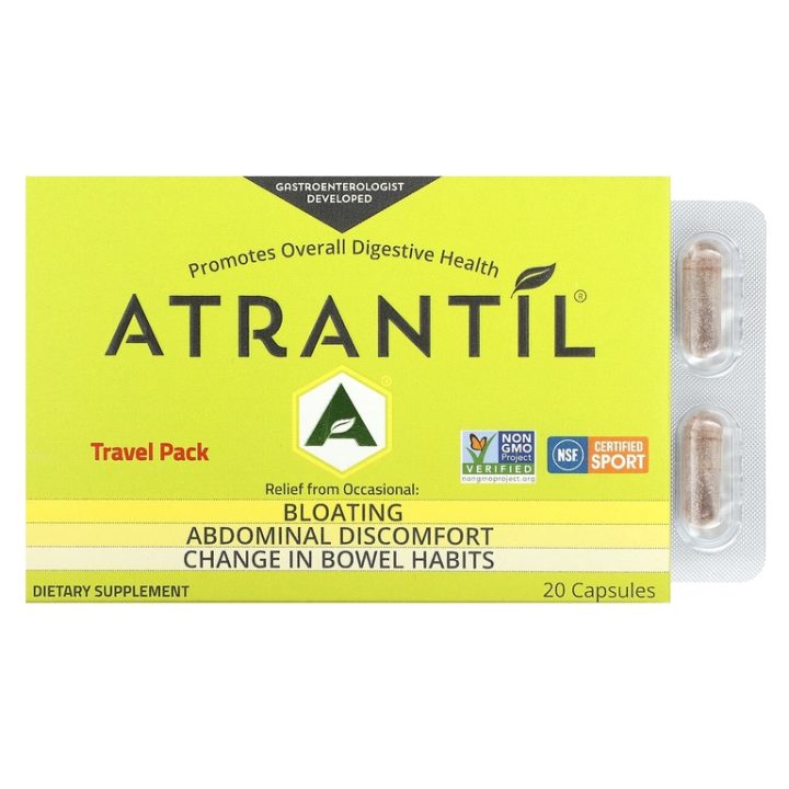 Atrantil, поддержка пищеварения, Bloating & Abdominal Discomfort, дорожный набор, 20 капсул