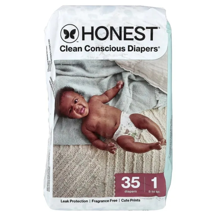 The Honest Company, Clean Conscious Diapers, подгузники для детей, размер 1, 4-6 кг, 35 штук