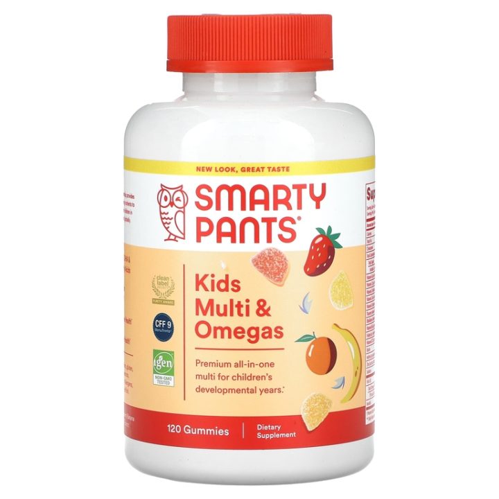SmartyPants, мультивитамины для детей с омега-3, фруктовый вкус, 120 жевательных таблеток