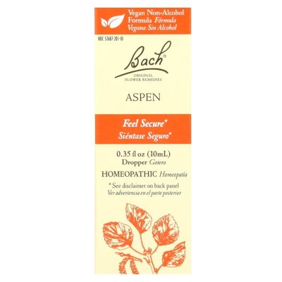 Bach, Original Flower Remedies, Aspen, осина, безопасность и спокойствие, 10мл