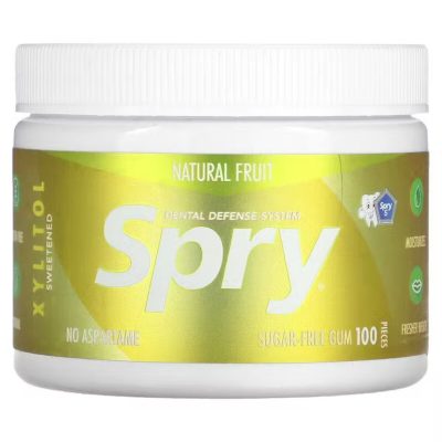 Xlear, Spry, жевательная резинка без сахара, вкус фруктов, 100 штук