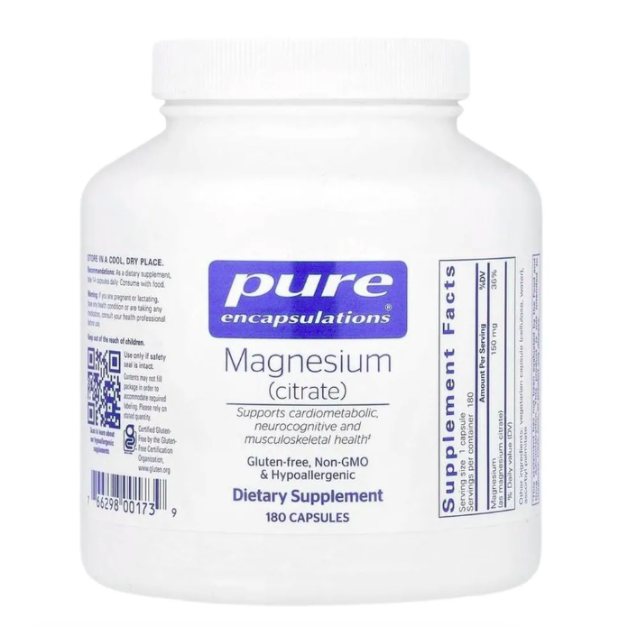 Pure Encapsulations, Magnesium citrate 150 мг, 180 капсул