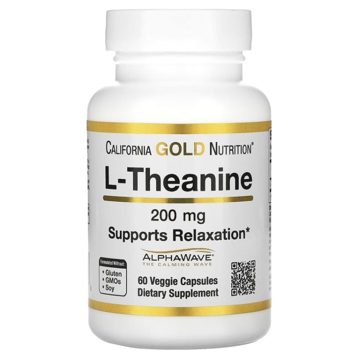 California Gold, L-theanine, л-теанин 200мг, 60 капсул