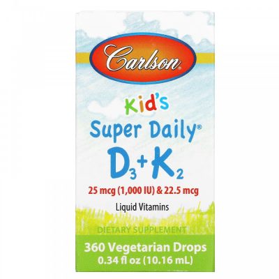 Carlson, Super Daily D3+K2 для детей, 1000 МЕ, 10.16 мл