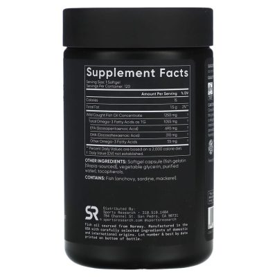 Sports Research, Omega 3 Fish Oil, Рыбий жир с омега-3, тройной силы,120 мягких таблеток