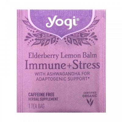 Yogi Tea, чай для иммунитета и борьбы со стрессом, без кофеина, 16 чайных пакетиков