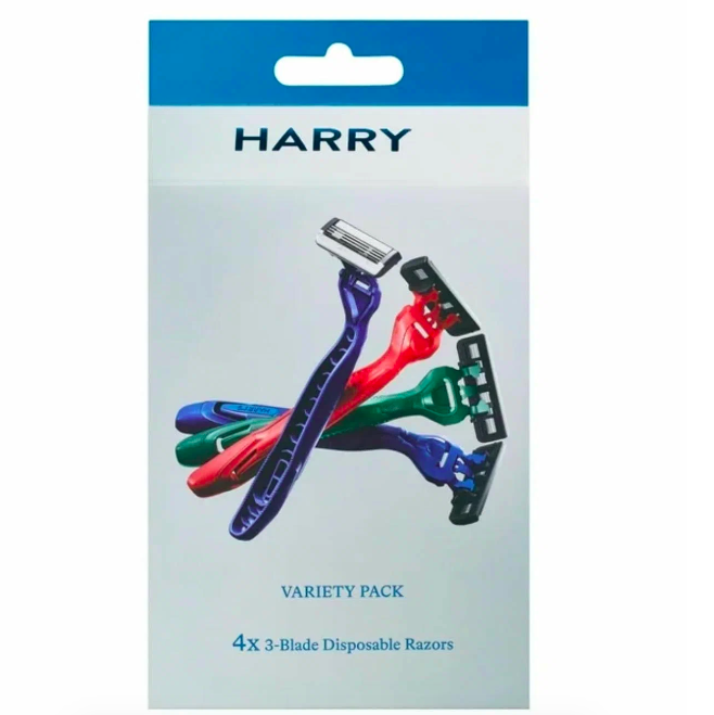 Harry's Desposable Razors Multi Color, Одноразовые бритвы, разноцветные, 4 штуки