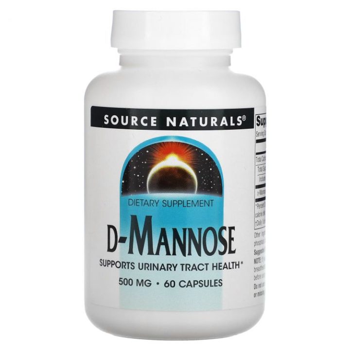 Source Naturals, D-mannose, д-манноза, для здоровья мочевыводящих путей, 500 мг, 60 капсул