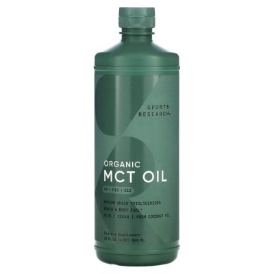 Sports Research, Органическое масло MCT, Organic MCT Oil, С8+С10+С12, без запаха, 946 мл