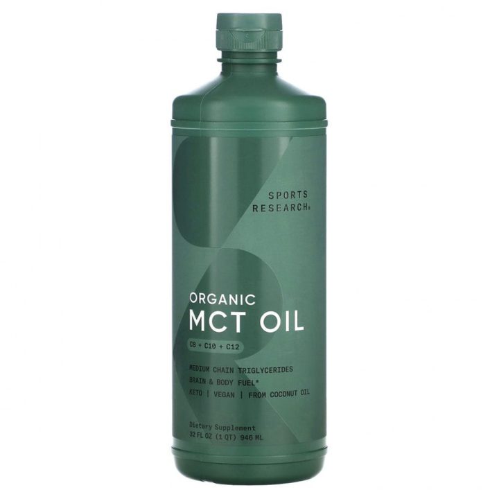 Sports Research, Органическое масло MCT, Organic MCT Oil, С8+С10+С12, без запаха, 946 мл