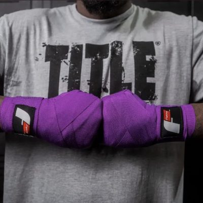 Fighting Semi-Elastic 180" Hand Wraps, Полуэластичные боксерские бинты для рук с застежкой-липучкой, цвет фиолетовый