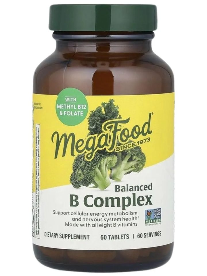MegaFood, Balanced B Complex, сбалансированный комплекс витаминов В, 60 таблеток