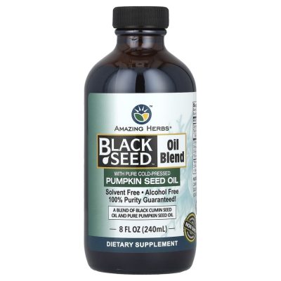 Amazing Herbs, Black Seed with Pumpkin, Масло из семян черного тмина и тыквы, 240 мл