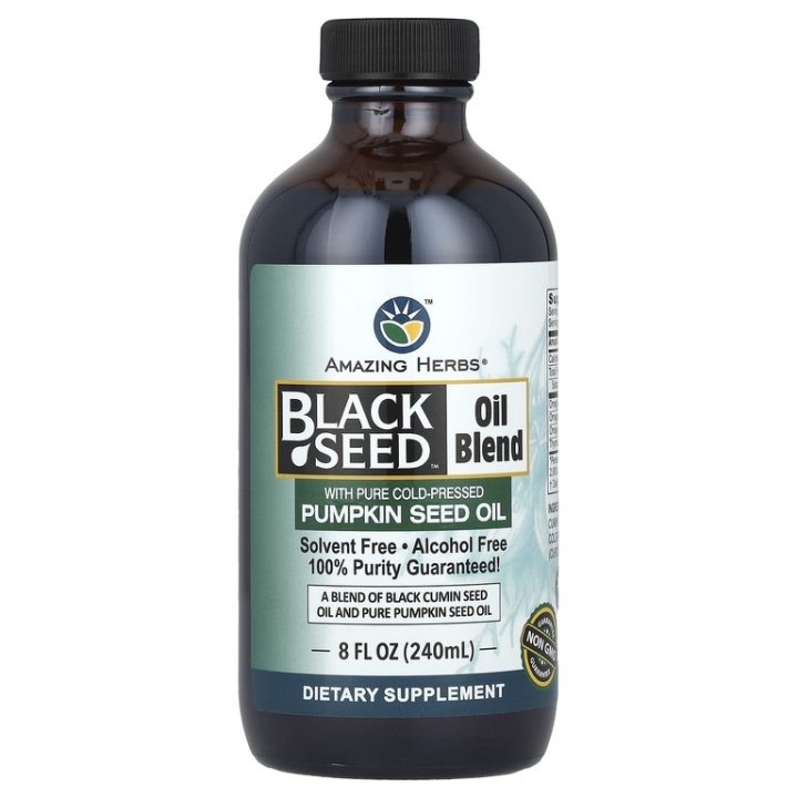 Amazing Herbs, Black Seed with Pumpkin, Масло из семян черного тмина и тыквы, 240 мл
