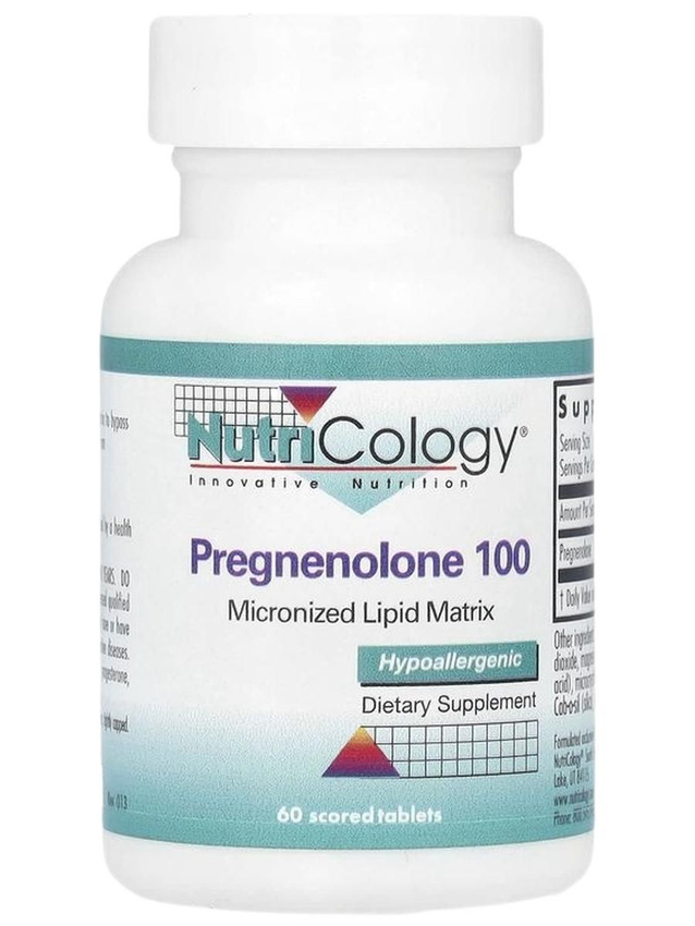 Nutricology, Pregnenolone, Прегненолон 100 мг, 60 таблеток