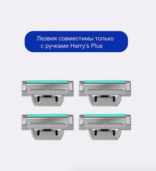 Harry's, Plus Blade Refills, сменные кассеты (5 лезвий) для станка Harry's Plus, 4шт