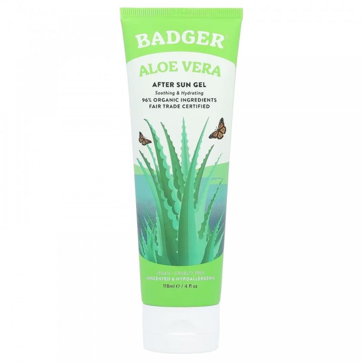 Badger, гель после загара с алоэ вера, без запаха, Aloe Vera After Sun Gel, 118 мл