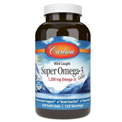 Carlson Labs, Super Omega-3, высокоэффективная Омега-3, 1200 мг, 250 капсул