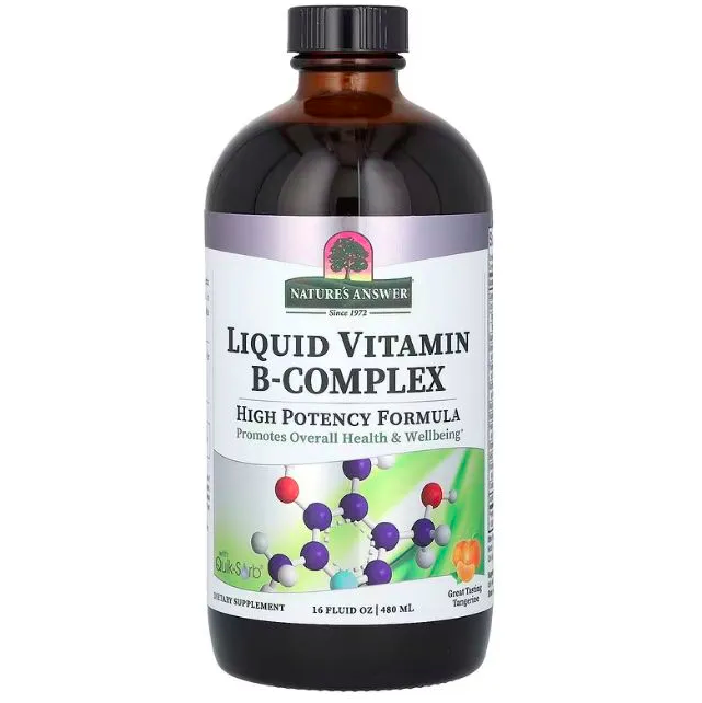 Nature's Answer, Vitamin B-Complex, комплекс витаминов группы B, мандарин, 480 мл