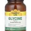 Country Life, Glycine, глицин, 500 мг, 100 таблеток