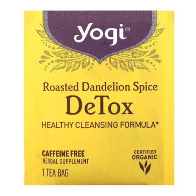 Yogi Tea, Detox, детокс чай, жареный одуванчик и специи, без кофеина, 16 чайных пакетиков