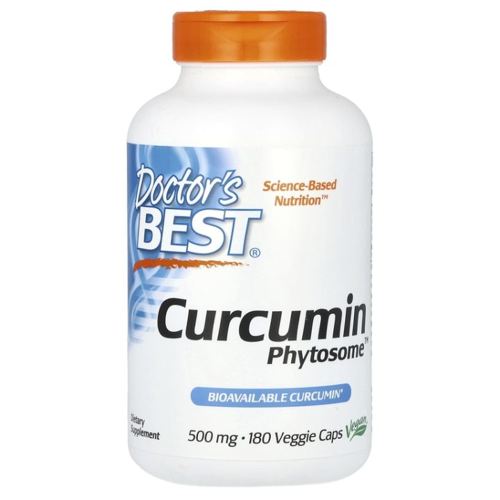 Doctor's Best, Curcumin Phytosome, фитосомы куркумина, 500 мг, 180 растительных капсул