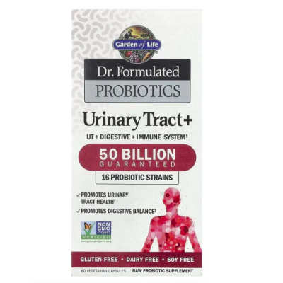 Garden of Life, Dr. Formulated Probiotics, Пробиотики для мочеполовой системы, Urinary Tract 50 billion, 60 капсул, срок до 10/25