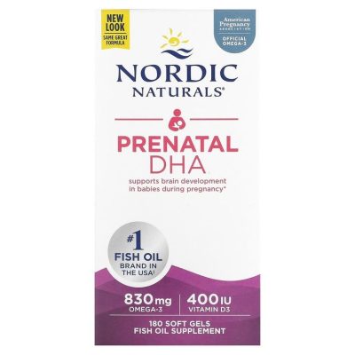 Nordic Naturals, Prenatal DHA, омега-3 и D3 без ароматизаторов, 830 мг, 180 капсул