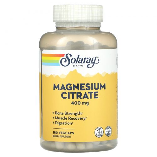 Solaray, Магния цитрат, Magnesium Citrate, 400 мг, 180 капсул