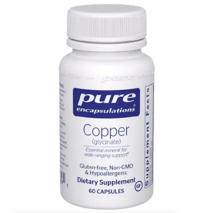 Pure Encapsulations, Copper (Glycinate), Медь (глицинат), 60 капсул