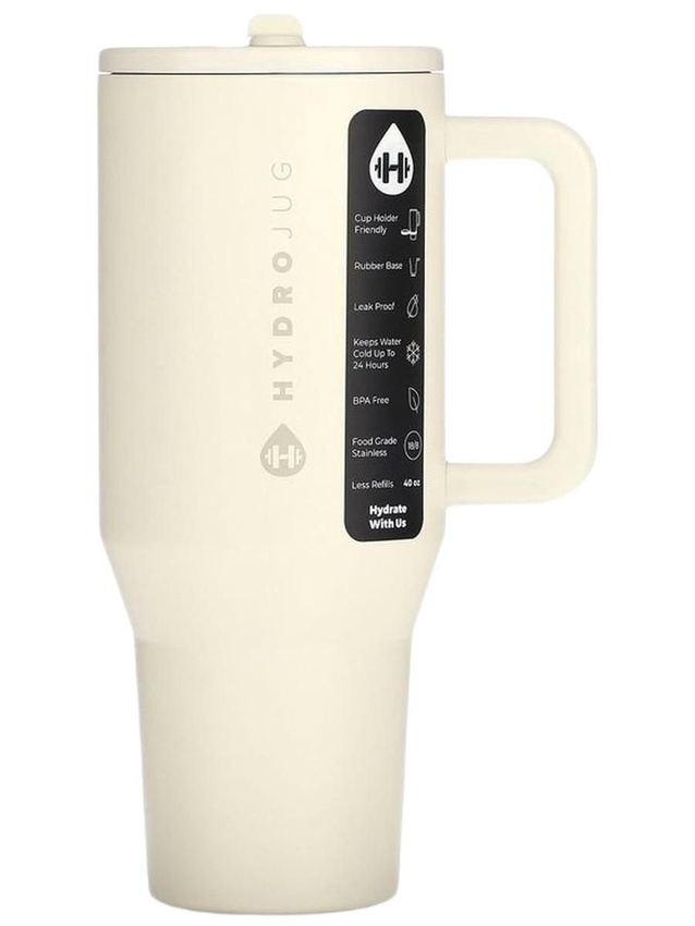 HydroJug, Traveler Tumbler, Cream, Стакан для путешествий, цвет кремовый, 1183 мл (40 унций)