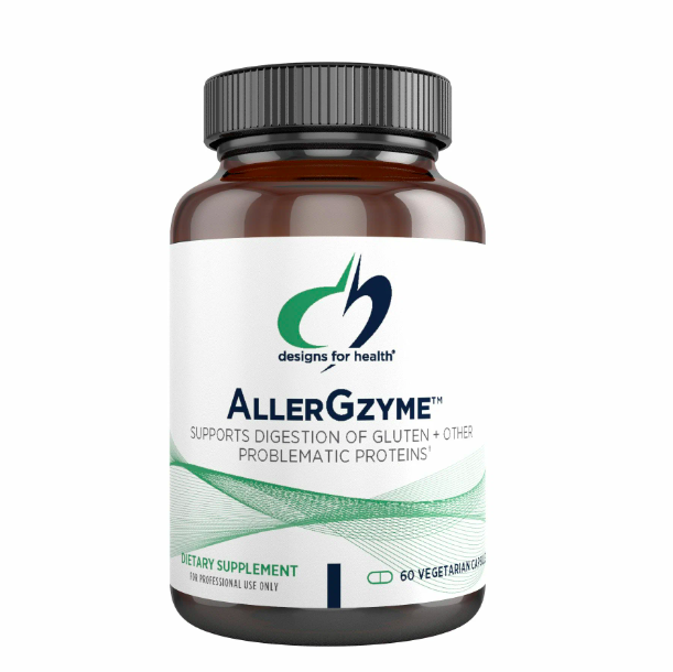 Designs for Health, AllerGzyme, формула для переваривания глютена и сложных белков, 60 капсул