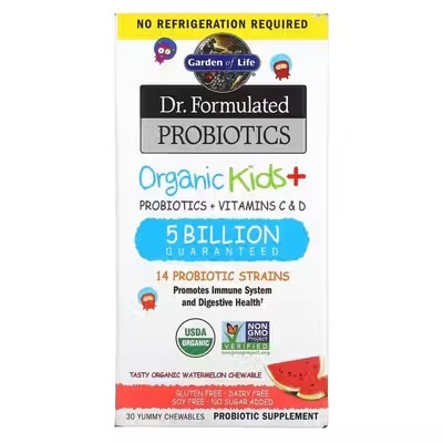 Garden of Life, Dr. Formulated Probiotics, Пробиотики 4+, вкус арбуза, 30 жев таб
