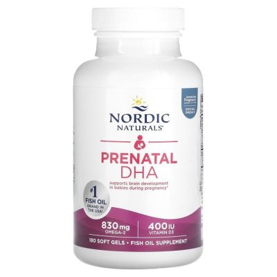 Nordic Naturals, Prenatal DHA, омега-3 и D3 без ароматизаторов, 830 мг, 180 капсул