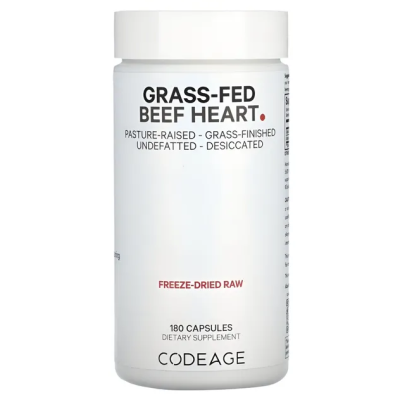 Codeage, вытяжка из говяжьего сердца травяного откорма, Grass-fed Beef Heart, 180 капсул