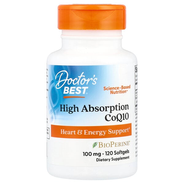 Doctor's Best, коэнзим Q10 с высокой степенью всасывания с BioPerine, 100 мг, 120 капсул